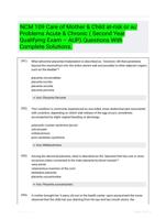 NCM 109 Care of Mother & Child at-risk or w/ Problems Acute & Chronic ( Second Year Qualifying Exam  AUP) Questions With Complete Solutions.