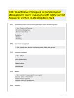 C3E: Quantitative Principles in Compensation Management Quiz | Questions with 100% Correct Answers | Verified | Latest Update 2024