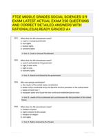 FTCE MIDDLE GRADES SOCIAL SCIENCES 5-9  EXAM LATEST ACTUAL EXAM 250  QUESTIONS AND CORRECT DETAILED  ANSWERS WITH RATIONALES|ALREADY  GRADED A+