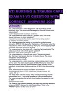 ATI NURSING & TRAUMA CARE EXAM V1-V3 QUESTIOS WITH CORRECT  ANSWERS 2024  VERSION 1