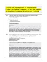 Chapter 54: Management of Patients With Kidney Disorders EXAM QUESTIONS (68 TERMS) WITH VERIFIED DEFINITIONS UPDATED 2024