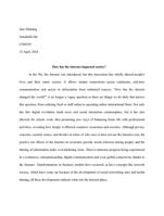 Argumentative Essay: How internet Impacted Society