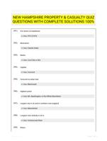 NEW HAMPSHIRE PROPERTY & CASUALTY QUIZ QUESTIONS WITH COMPLETE SOLUTIONS 100%