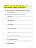 GA Esthetician State Board Practice Test Questions and answers | updated 2024