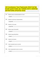 US Constitution Test Flashcards 2024 Full Set EXAM QUESTIONS (50 TERMS) WITH VERIFIED DEFINITIONS UPDATED 2024