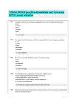 100 NLN PAX practice  Questions and Answers 2023  Latest Version