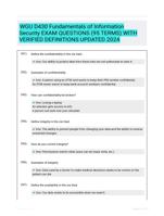 WGU D430 Fundamentals of Information Security EXAM QUESTIONS (95 TERMS) WITH VERIFIED DEFINITIONS UPDATED 2024