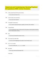 Historical and Contemporary Nursing Practice  |55 Questions| With Correct Answers.