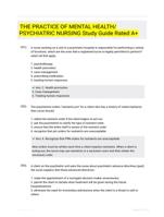 THE PRACTICE OF MENTAL HEALTH/ PSYCHIATRIC NURSING |66 Questions| With Correct Answers.