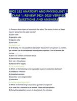 BIOS 252 ANATOMY AND PHYSIOLOGY II EXAM 1: REVIEW 2024-2025 VERIFIED QUESTIONS AND ANSWERS