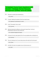 70 Multiple Choice Exam Questions with Answers  -  Strategic Human Resource Management (SHRM): MAN-BCU008A