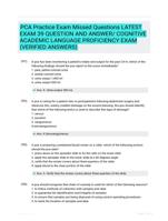 PCA Practice Exam Missed Questions LATEST  EXAM 39 QUESTION AND  ANSWER/ COGNITIVE ACADEMIC LANGUAGE PROFICIENCY  EXAM (VERIFIED ANSWERS)