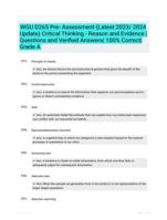 WGU D265 Pre- Assessment (Latest 2023/ 2024 Update) Critical Thinking - Reason and Evidence | Questions and Verified Answers| 100% Correct| Grade A