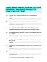 Driver's Training Segment 2 Practice Test - State of Michigan - Frankenmuth Driving School (2023/2024) 100% Correct