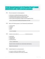 FTCE Social Science 6-12 Practice Test 1 exam 2023/2024 with 100% correct answers