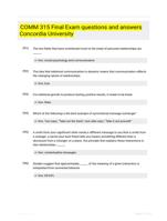 COMM 315 Final Exam questions and answers Concordia University