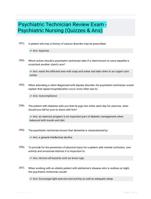 Psychiatric Technician Review Exam - Psychiatric Nursing (Quizzes & Ans)