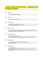 Jersey College A&P Final Exam  Questions With Complete Solutions