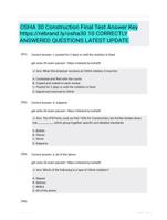 OSHA 30 Construction Final Test Answer Key https://rebrand.ly/osha30 10 CORRECTLY ANSWERED QUESTIONS LATEST UPDATE