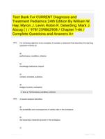 Test Bank For CURRENT Diagnosis and Treatment Pediatrics 24th Edition By William W. Hay; Myron J. Levin; Robin R. Deterding; Mark J. Abzug (  ) / 9781259862908 / Chapter 1-46 / Complete Questions and Answers A+