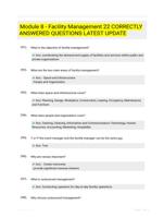 Module 8 - Facility Management 22 CORRECTLY ANSWERED QUESTIONS LATEST UPDATE