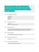 Microsoft Certified: Azure Administrator Associate Renewal Exams Questions and Answers Latest Updated 2024( A+ GRADED 100% VERIFIED).