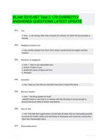 BLAW 3310-007 Test 2 170 CORRECTLY ANSWERED QUESTIONS LATEST UPDATE