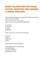 STOTT PILATES WRITTEN EXAM ACTUAL QUESTION AND ANSWER A GRADE 2024-2025