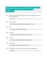 Tools 110 EXAM  PERFECT SOLUTIONS RELIAS RN PHARMACOLOGY EXAM  PERFECT SOLUTIONS