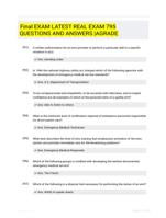 Final EXAM LATEST   REAL EXAM 795 QUESTIONS AND ANSWERS |AGRADE 