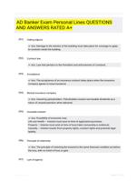 AD Banker Exam Personal Lines QUESTIONS AND ANSWERS RATED A+