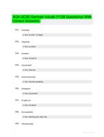 AQA GCSE German Vocab |1138 Questions| With Correct Answers.