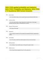 WGU C955 applied probability and statistics, WGU C955, Probability and Statistics, WGU C955 |112 Questions| With Correct Answers.