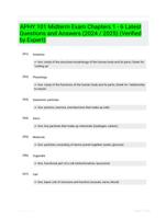 APHY 101 Midterm Exam Chapters 1 - 6  Latest Questions and Answers (2024 / 2025) (Verified by Expert)