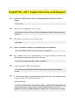 English 9A: Unit 1 Exam Questions And Answers