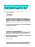 Practice Exam 1 Questions 2024/2025 REAL AND ACCURATE QUESTIONS WITH EXPERT VERIFIED ANSWERS GUARANTEED PASS