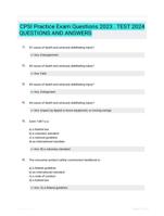 CPSI Practice Exam Questions 2023 . TEST 2024 QUESTIONS AND ANSWERS