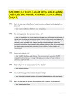 SAFe RTE 5.0 Exam (Latest 2023/ 2024 Update) Questions and Verified Answers| 100% Correct| Grade A