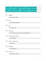 Terms STUDY GUIDE 2024 | 68 QUESTIONS WITH 100% CORRECT DETAILED ANSWERS WITH RATIONALES | VERIFIED |A+ GRADED