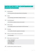 UNITEK LVN TEST 1 - Ch. 1,4,24 Questions and Answers, Full semester