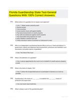 Florida Guardianship State Test-General Questions With 100% Correct Answers.