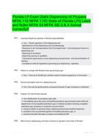 Florida LP Exam (Safe Dispensing of Propane NFPA 110 NFPA 1192 State of Florida LPG Laws and Rules NFPA 54 NFPA 58) Q & A  Solved Correctly!!