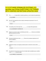 S-12 CITYWIDE SPRINKLER SYSTEMS, S12 sprinkler test EXAM QUESTIONS (193 TERMS) WITH VERIFIED DEFINITIONS UPDATED 2024