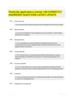 Pesticide applicators License 148 CORRECTLY ANSWERED QUESTIONS LATEST UPDATE