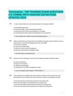 Termination - TIM TRAINING EXAM QUESTIONS (13 TERMS) WITH VERIFIED DEFINITIONS UPDATED 2024