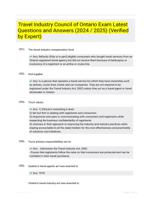 Travel Industry Council of Ontario Exam Latest Questions and Answers (2024 / 2025) (Verified by Expert)