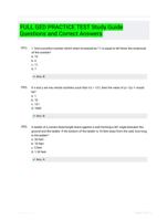 FULL GED PRACTICE TEST Study Guide Questions and Correct Answers