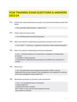 PCM TRAINING EXAM QUESTIONS & ANSWERS 2023-24