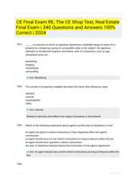 CE Final Exam RE, The CE Shop Test, Real Estate Final Exam | 340 Questions and Answers 100% Correct | 2024