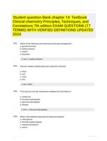 Student question Bank chapter 14: Textbook Clinical chemistry Principles, Techniques, and Correlations 7th edition EXAM QUESTIONS (17 TERMS) WITH VERIFIED DEFINITIONS UPDATED 2024